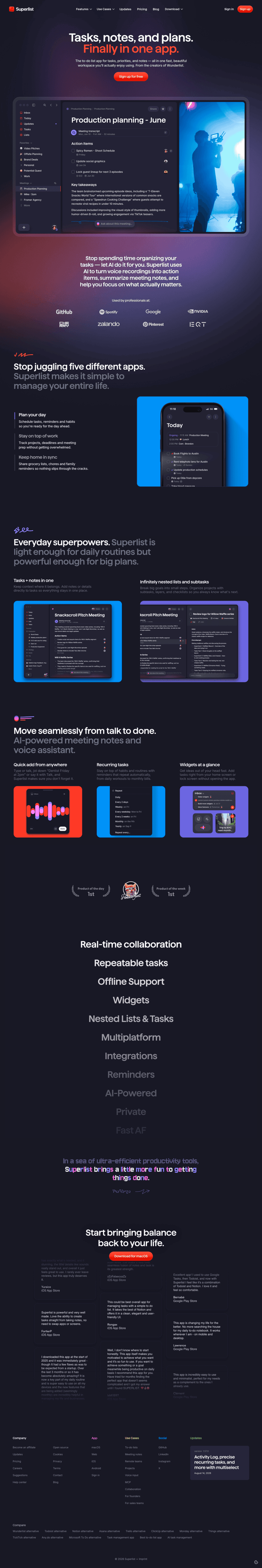 Superlist landing page website preview