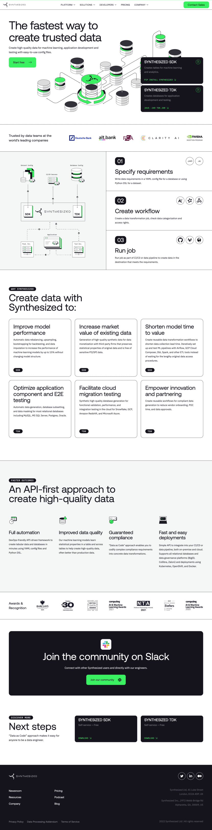 Synthesized landing page website preview