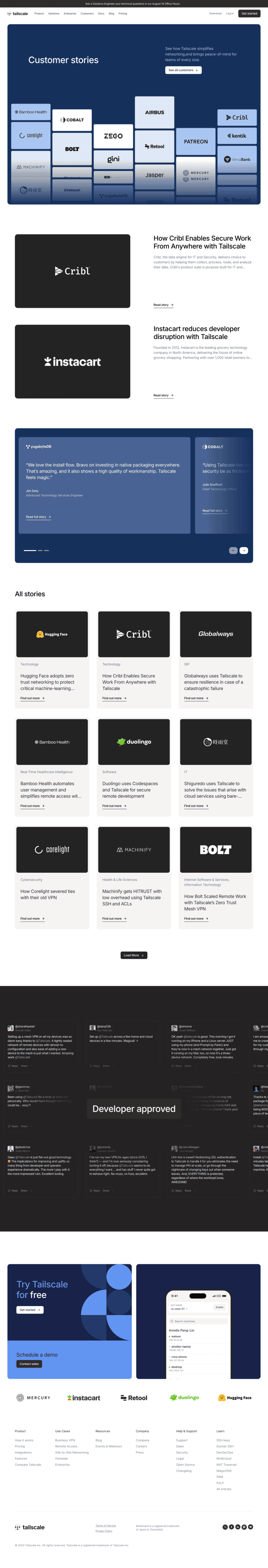 Tailscale testimonials website preview