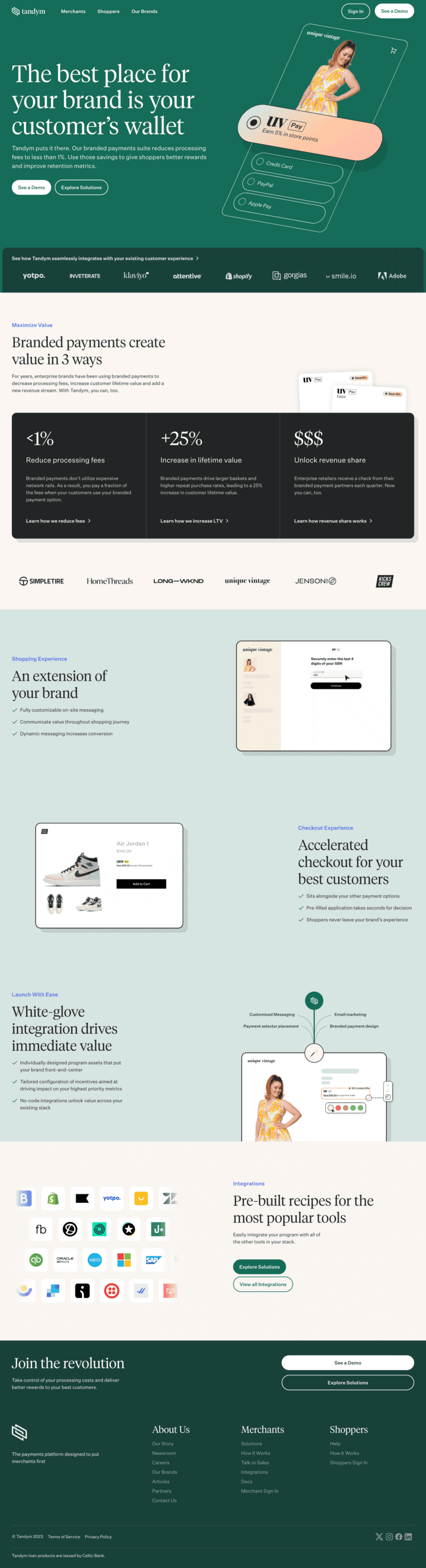 Tandym landing page website preview