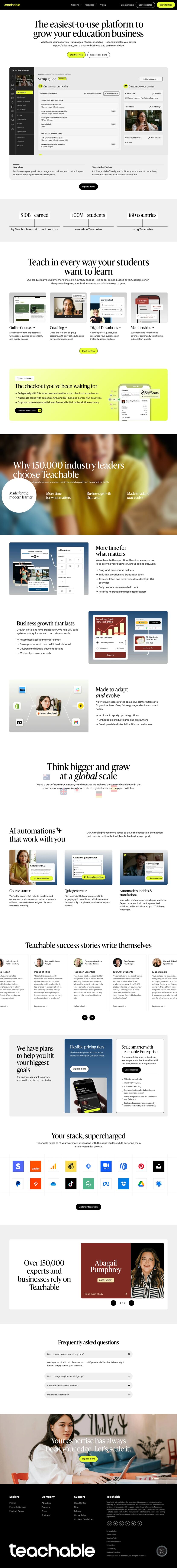Teachable landing page website preview
