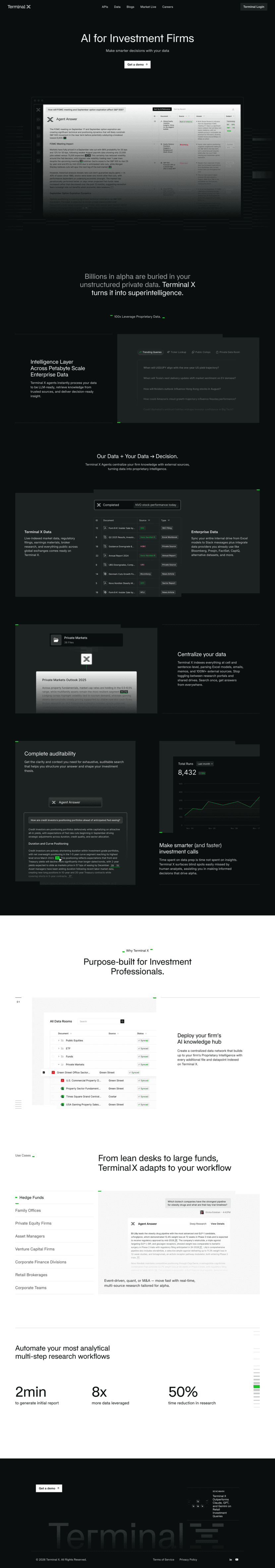 Terminal X landing page full-page website screenshot