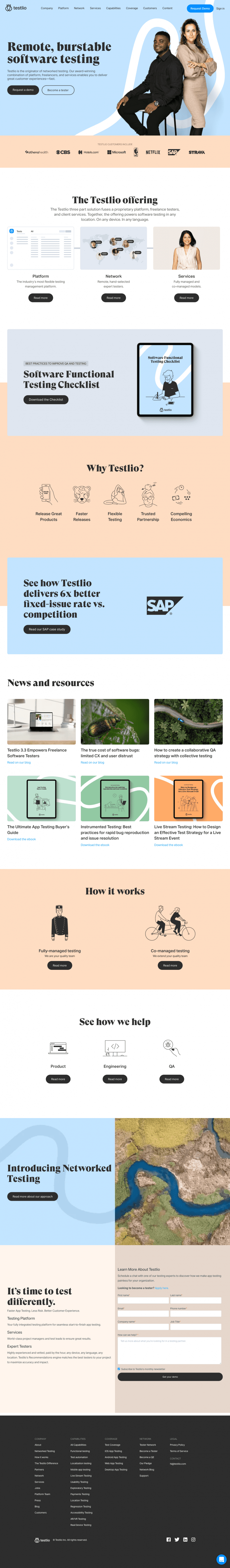 Testlio landing page website preview