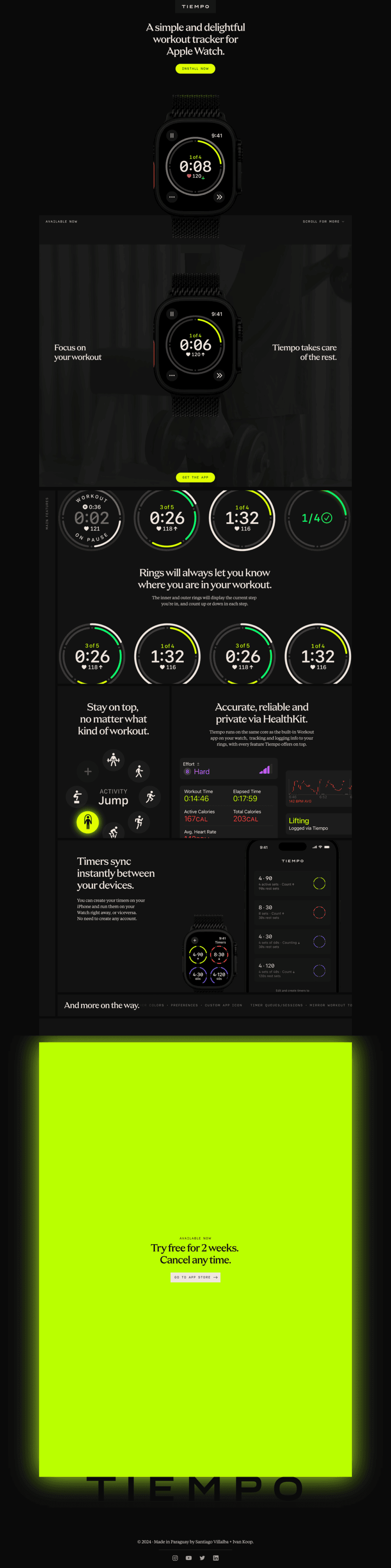 Tiempo landing page website preview