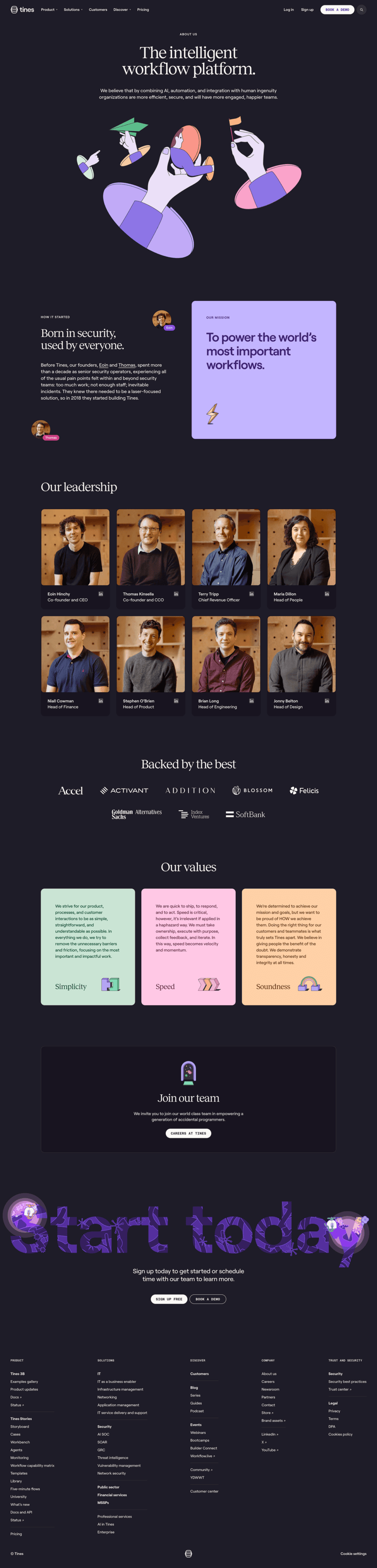 Tines about us website preview