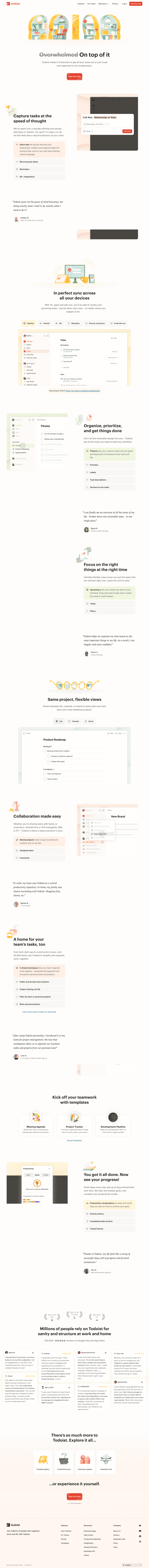 Todoist features website preview