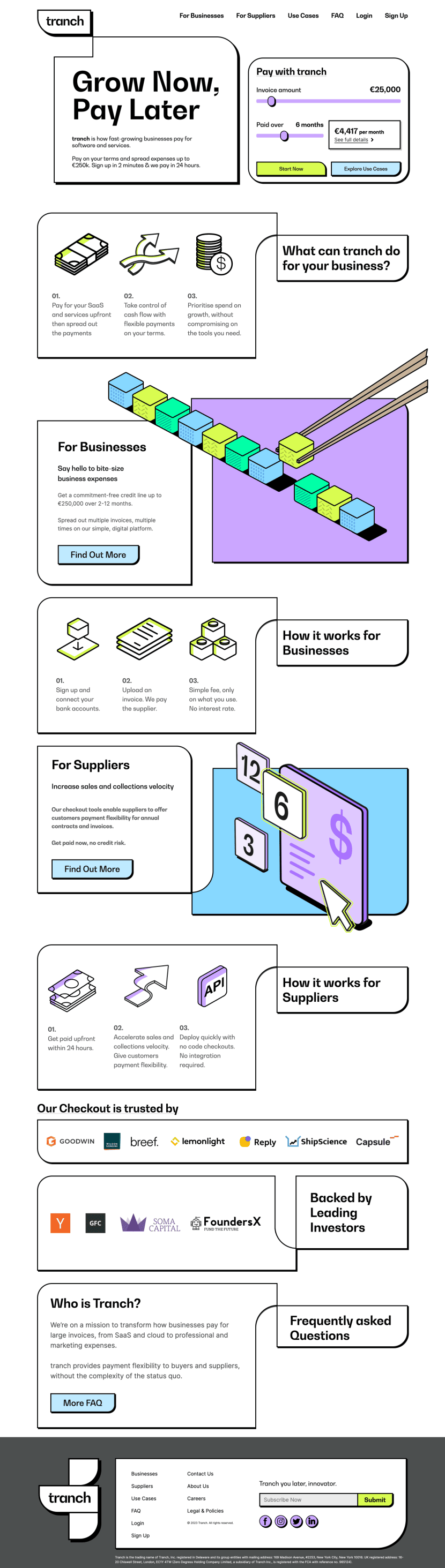 Tranch landing page website preview