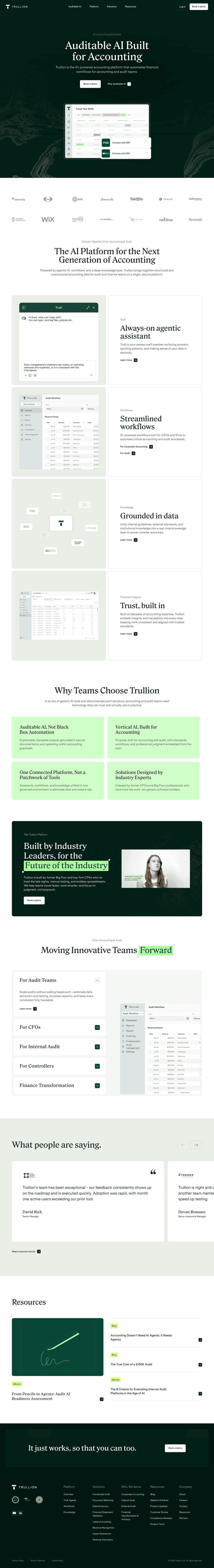 Trullion landing page full-page website screenshot
