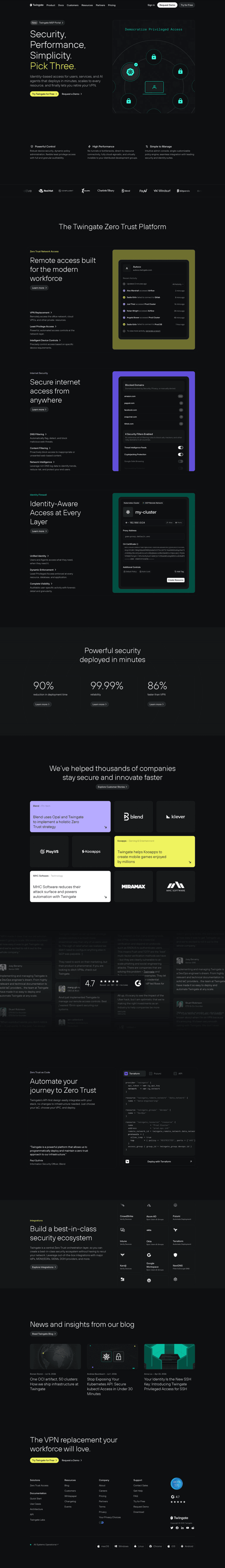 Twingate landing page website preview