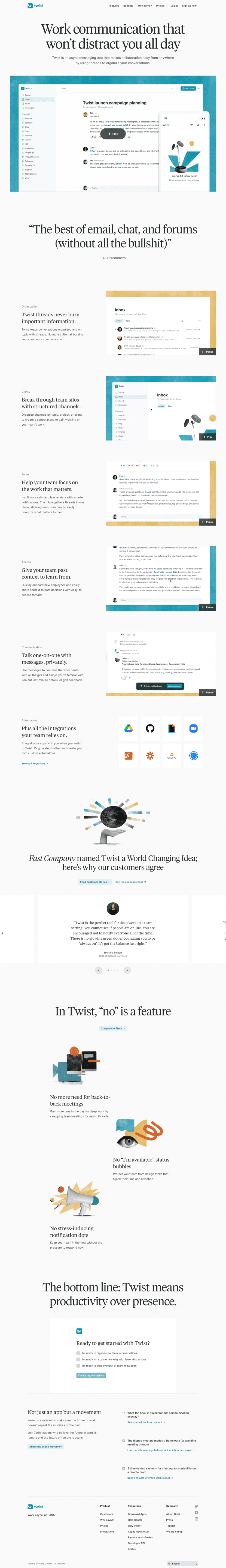 Twist landing page website preview