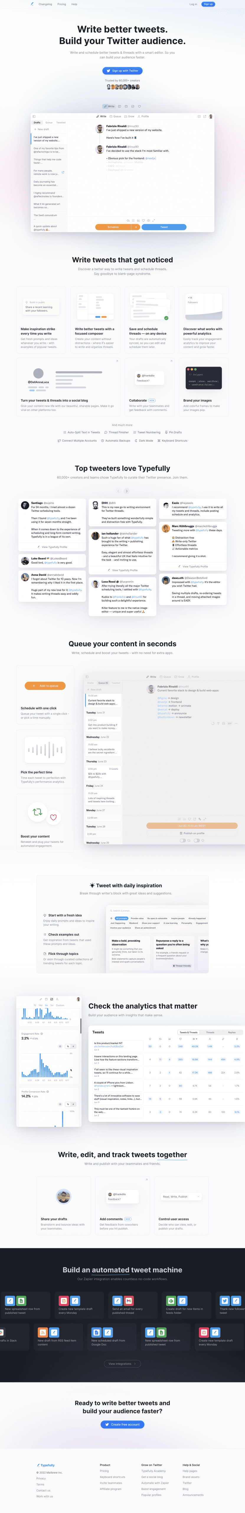 Typefully landing page website preview