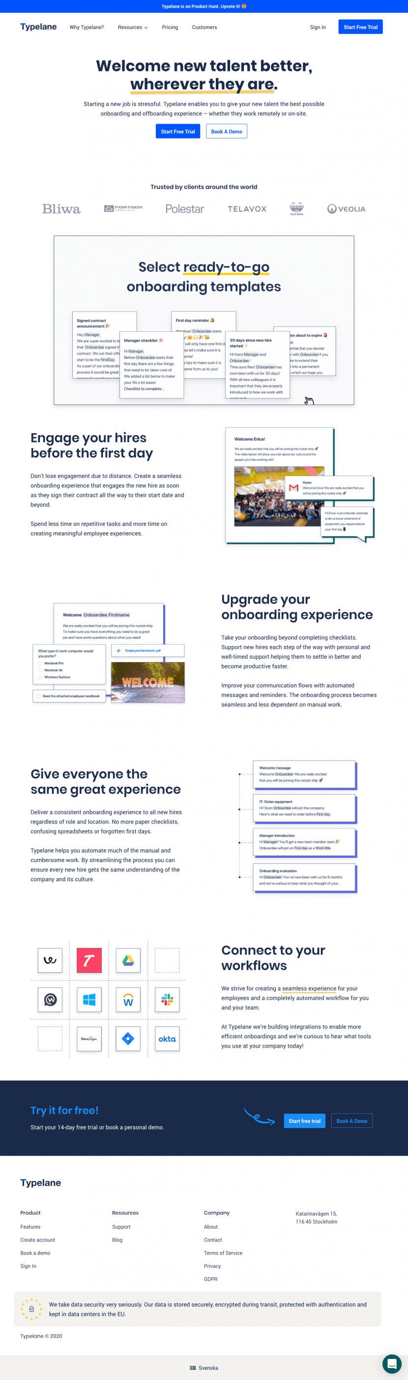Typelane landing page website preview