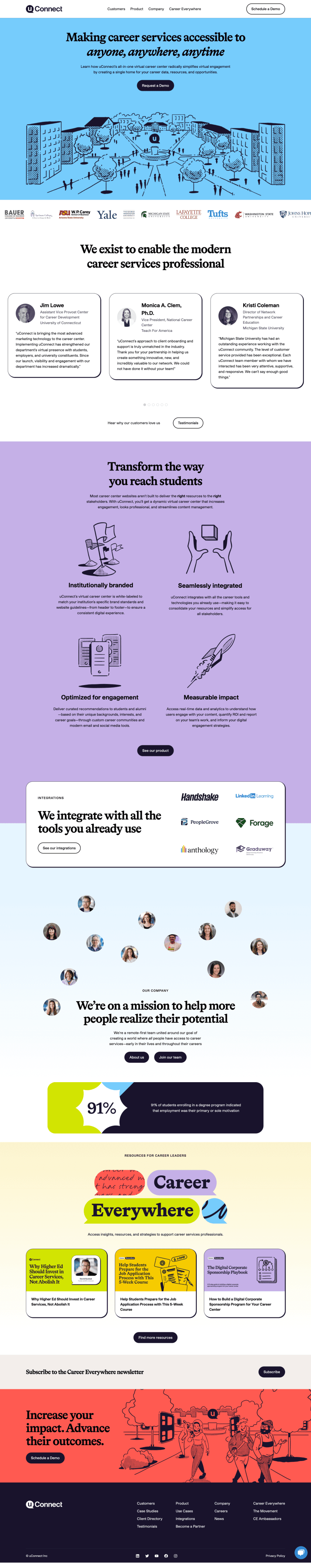 uConnect landing page full-page website screenshot