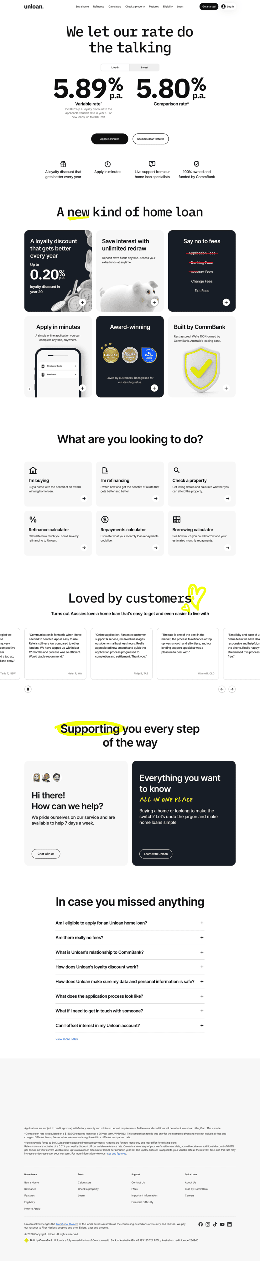 Unloan landing page website preview
