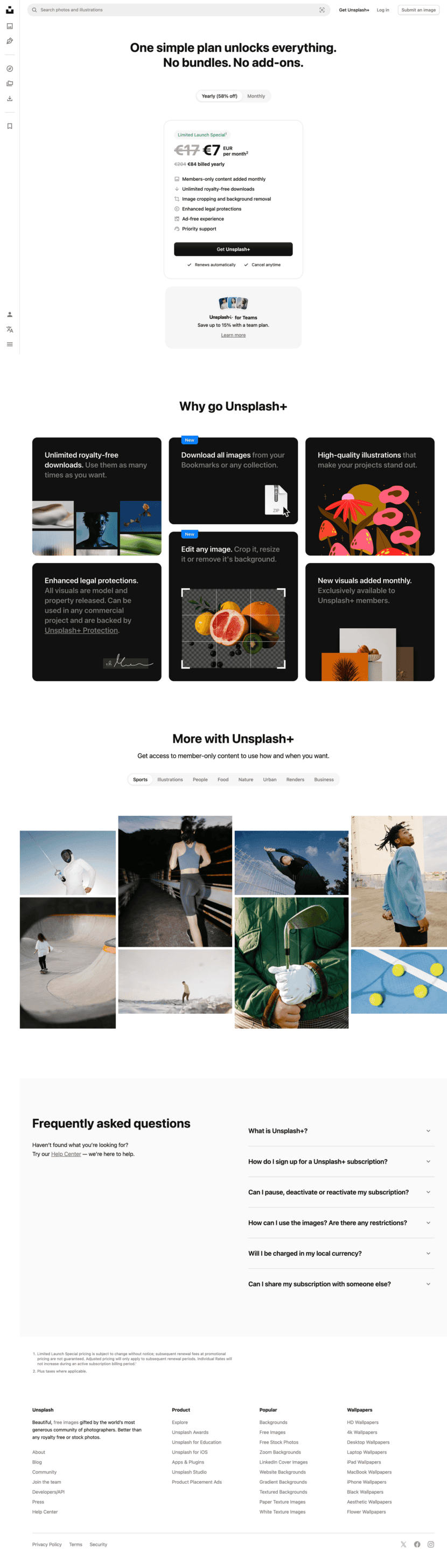Unsplash website preview