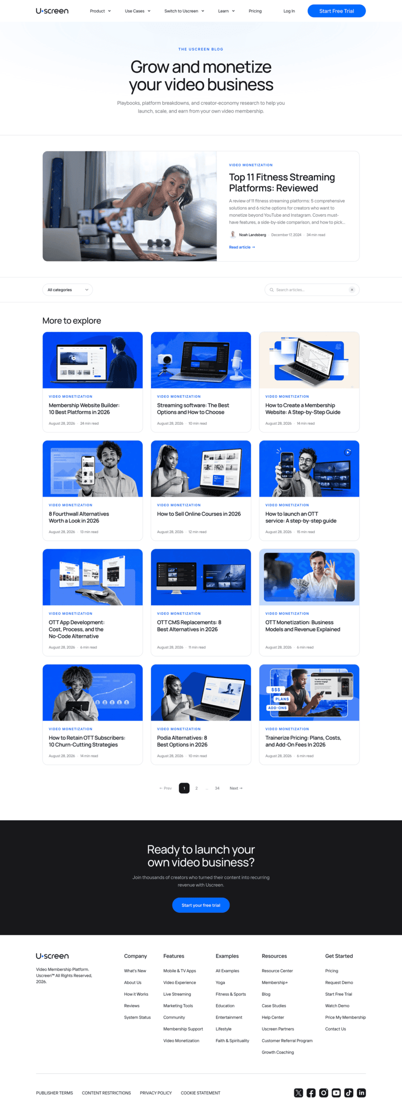 Uscreen blog website preview
