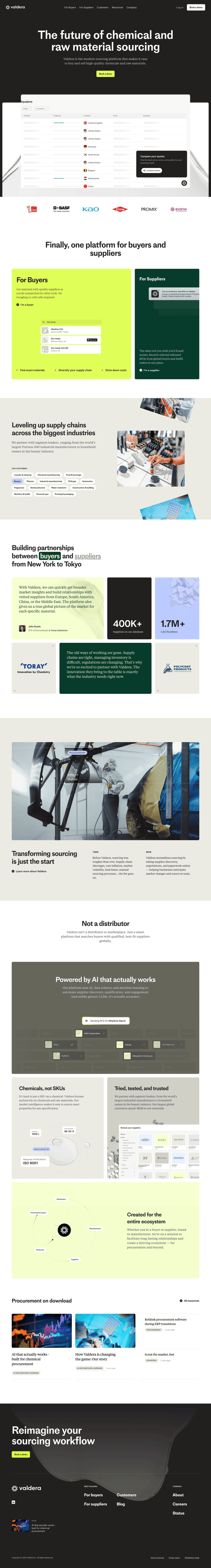 Valdera landing page full-page website screenshot