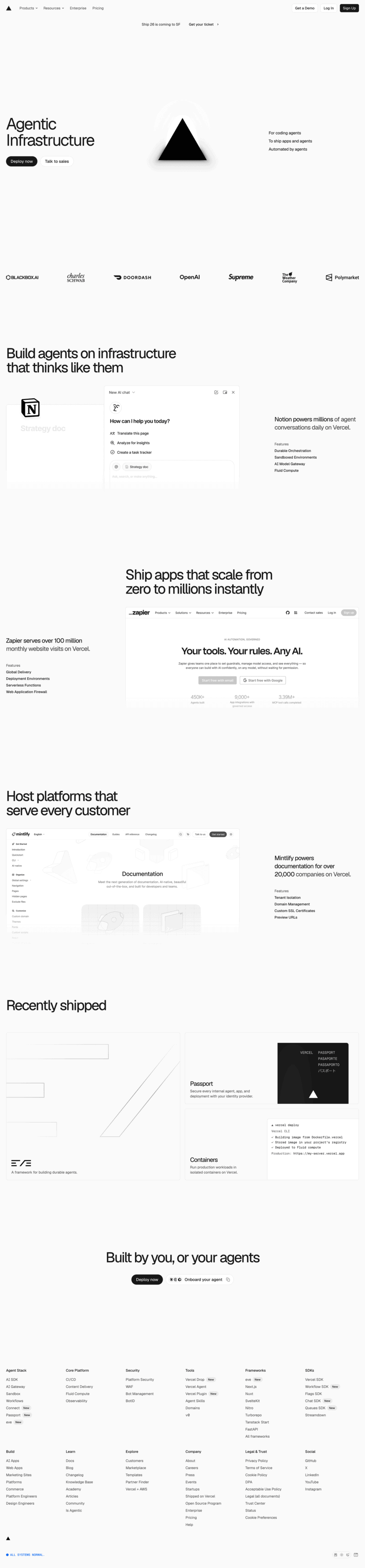 Vercel landing page full-page website screenshot