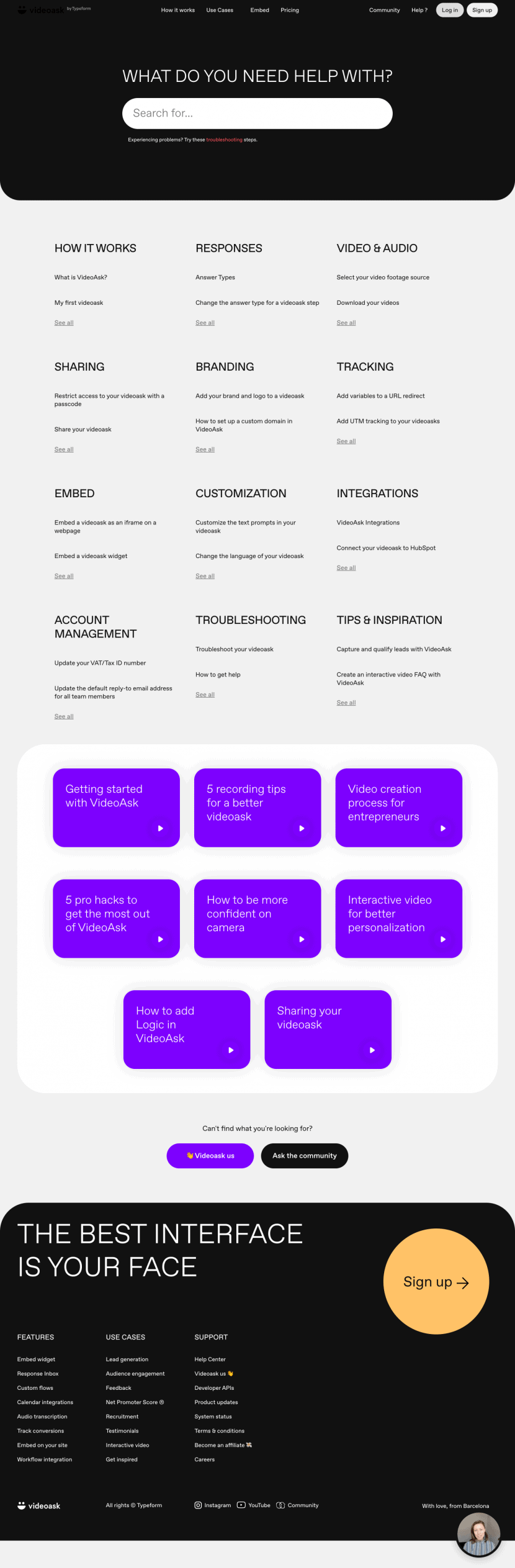 Videoask FAQ website preview