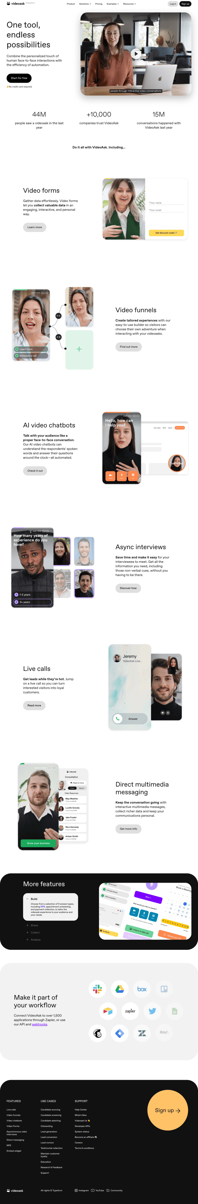Videoask features website preview