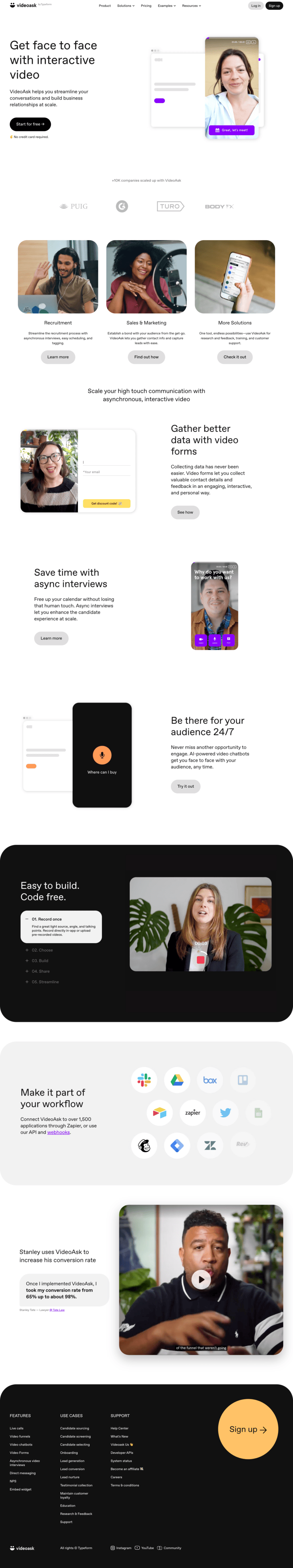 Videoask landing page website preview