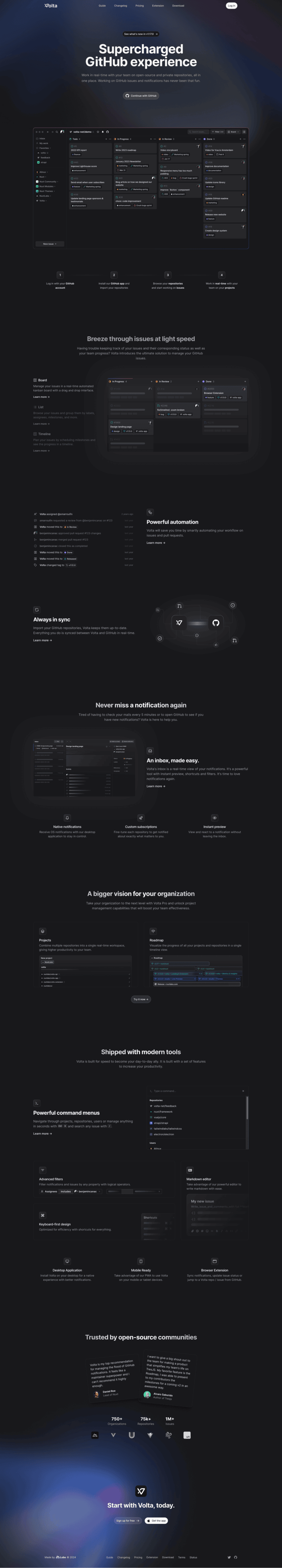 Volta landing page website preview