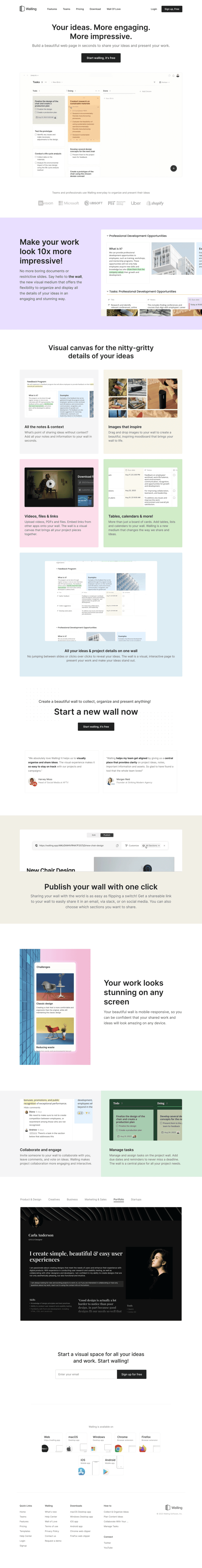 Walling landing page website preview