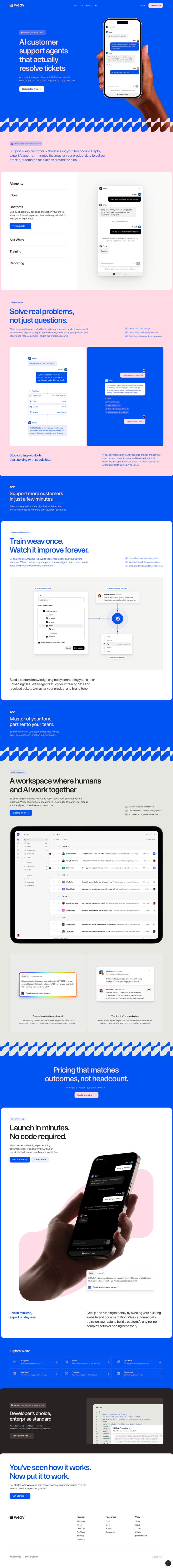 Weav landing page website preview