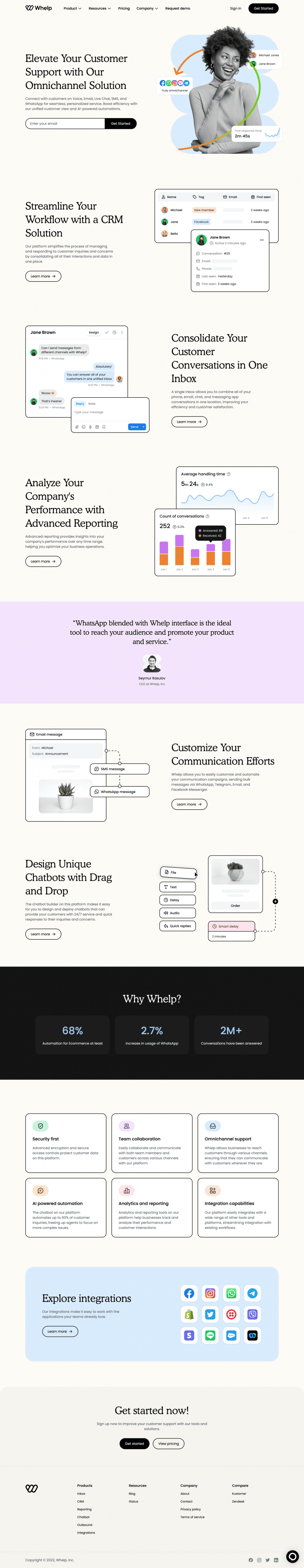 Whelp landing page full-page website screenshot