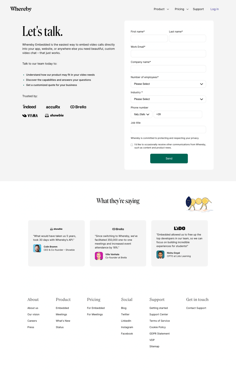 Whereby contact us website preview