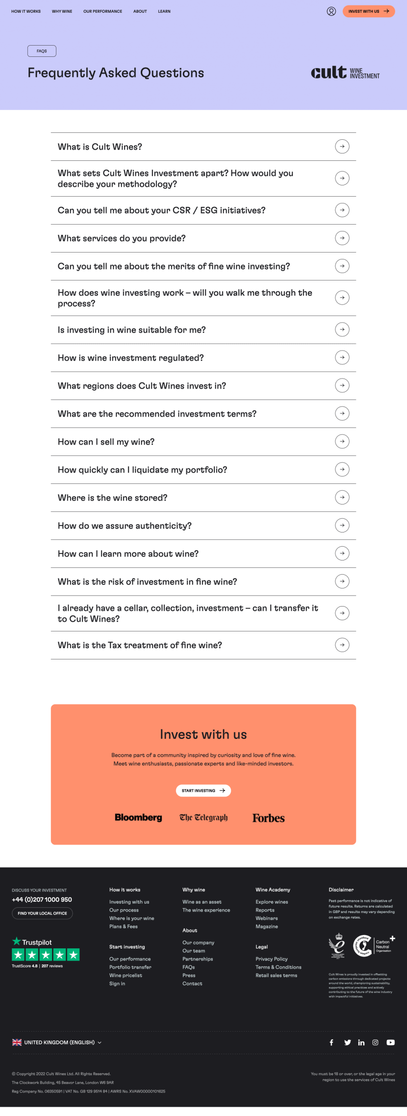 Wine Investment FAQ website preview