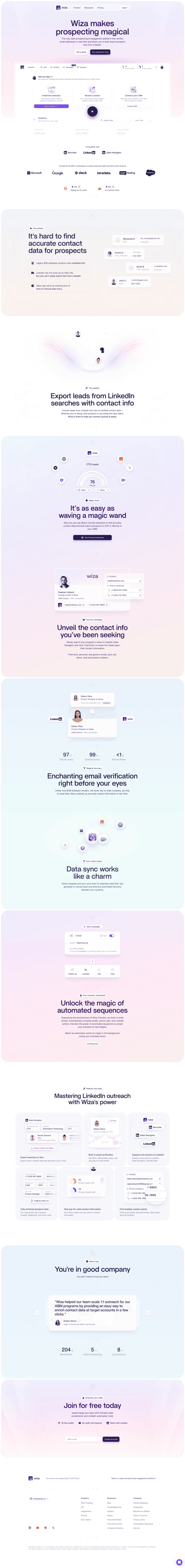 Wiza landing page website preview