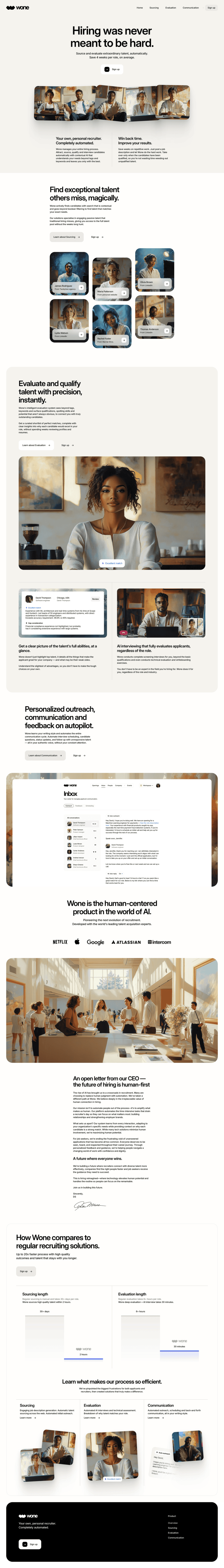 Wone landing page website preview