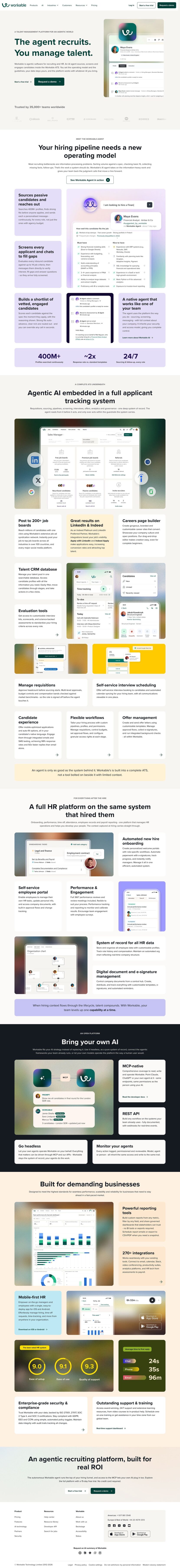 Workable landing page website preview