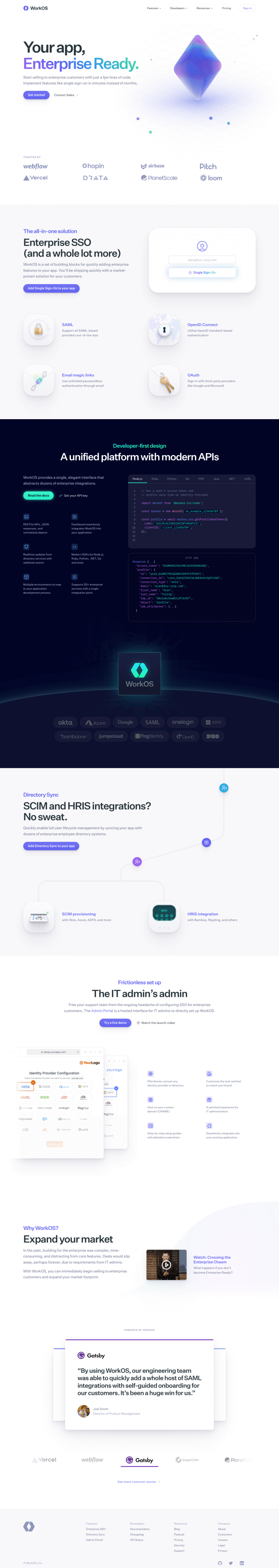 WorkOS landing page website preview