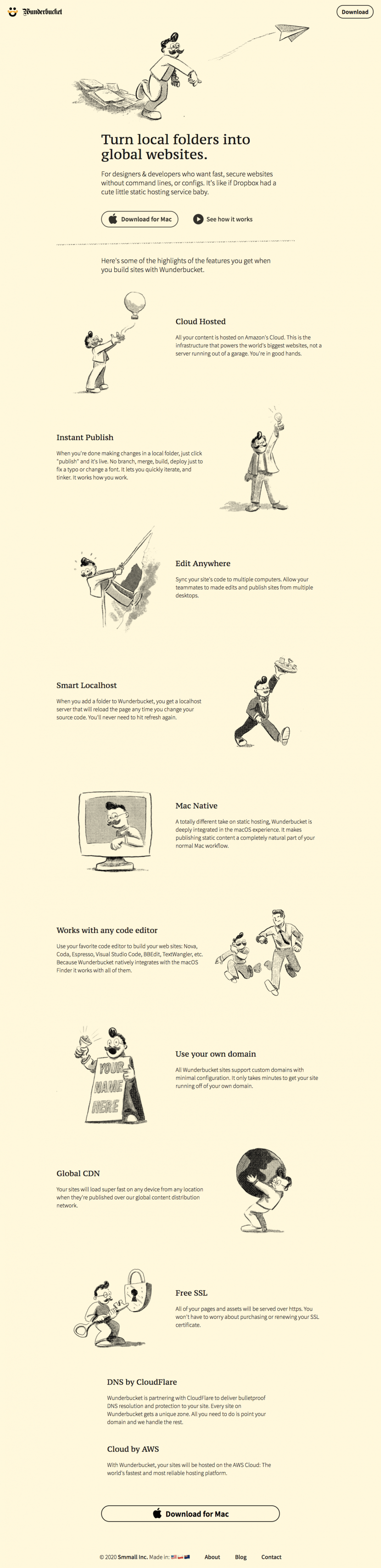 Wunderbucket landing page full-page website screenshot