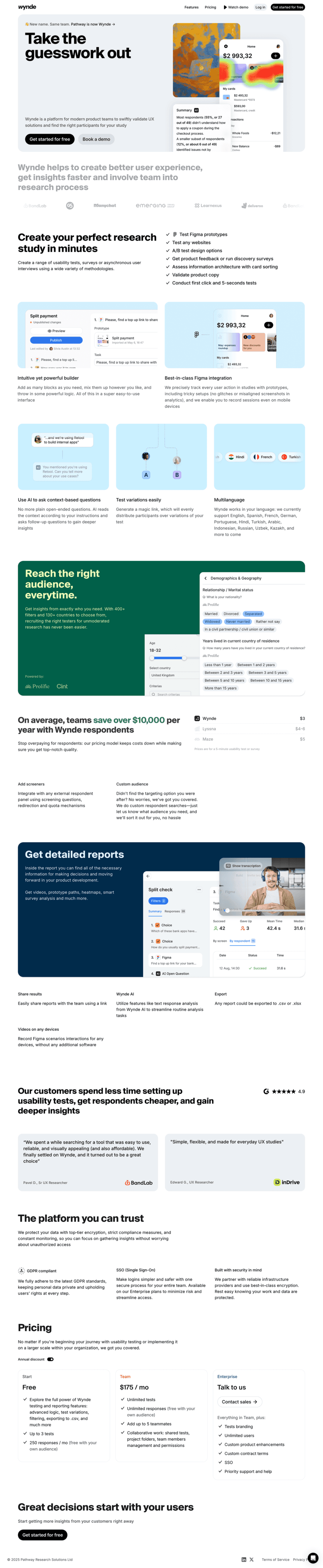 Wynde landing page website preview