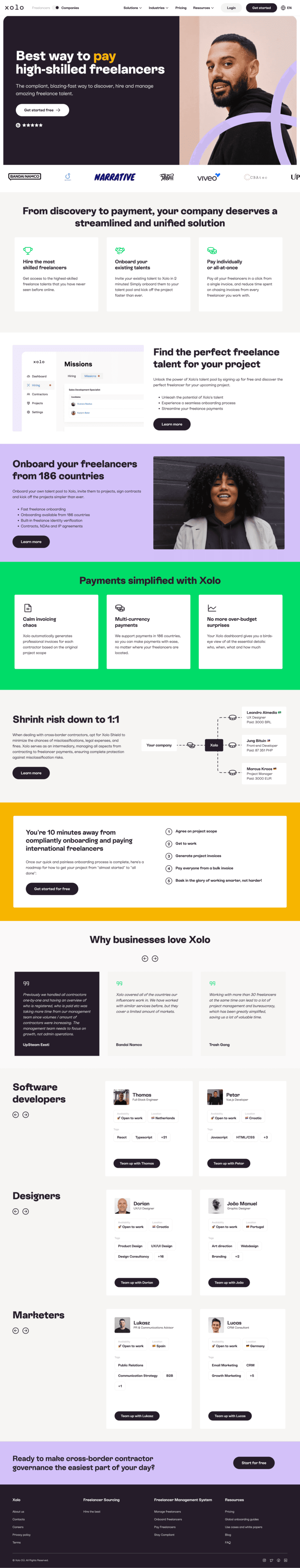 Xolo landing page website preview