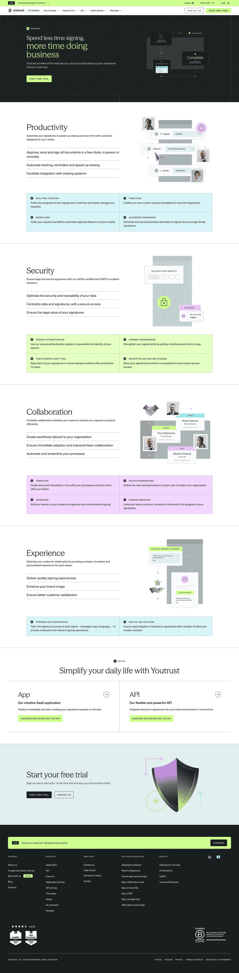 Youtrust features website preview