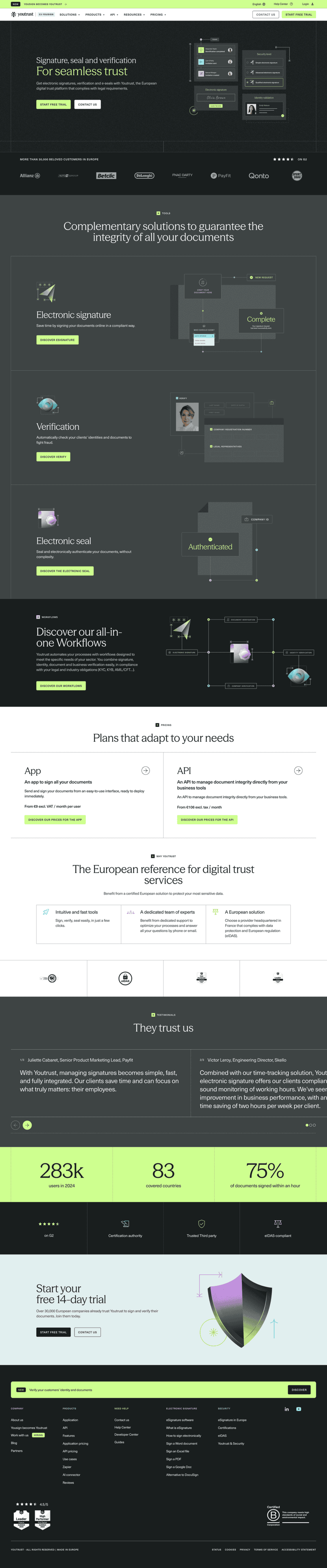 Youtrust landing page website preview