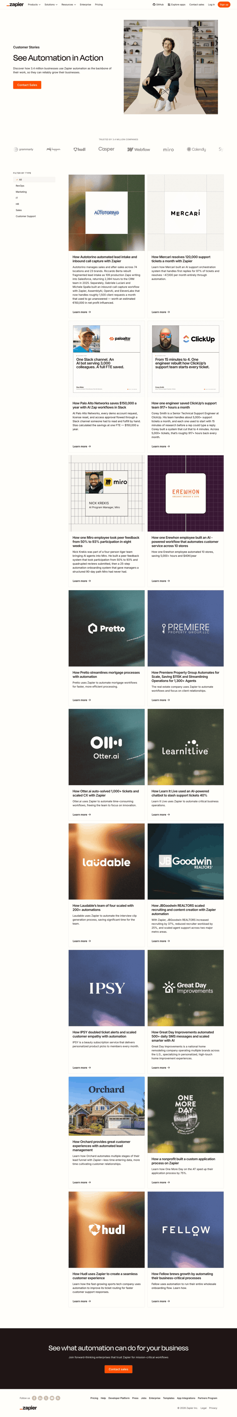 Zapier testimonials website preview