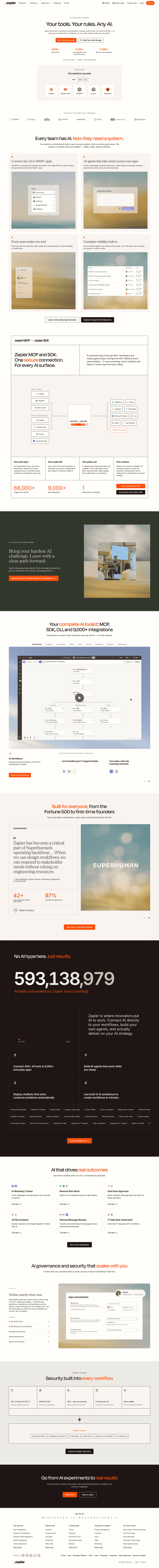 Zapier landing page website preview